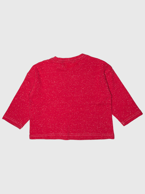 Speckled Long Sleeve Tee in Red