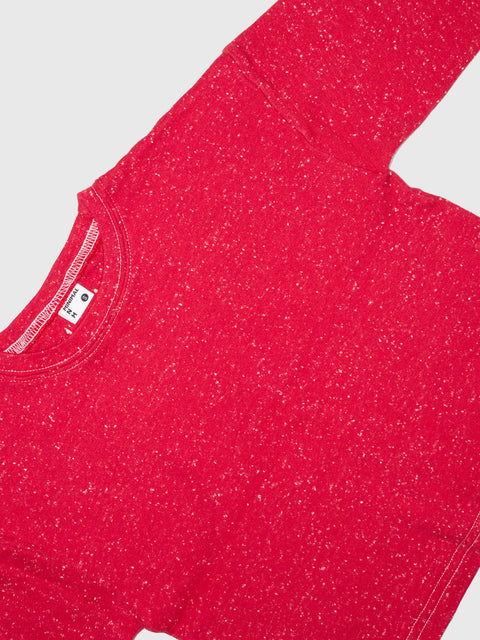 Speckled Long Sleeve Tee in Red