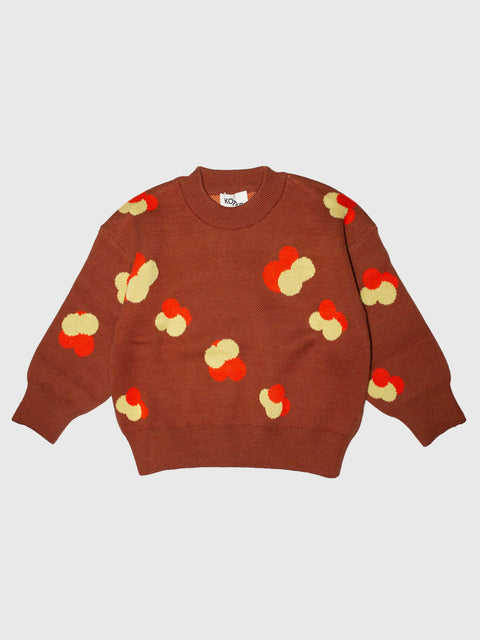 Fynn Jacquard Knit Sweater in Brown