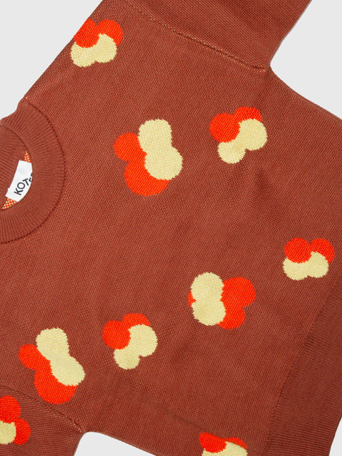 Fynn Jacquard Knit Sweater in Brown