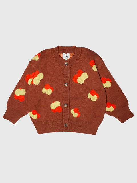 Finneas Jacquard Knit Cardigan in Brown