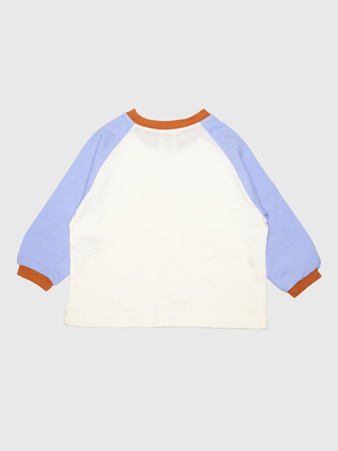 Raglan Long Sleeve Tee in Sky Blue/Brown