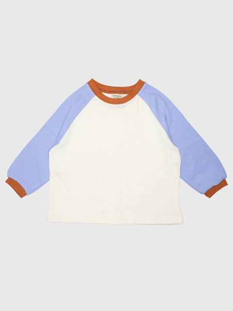Raglan Long Sleeve Tee in Sky Blue/Brown