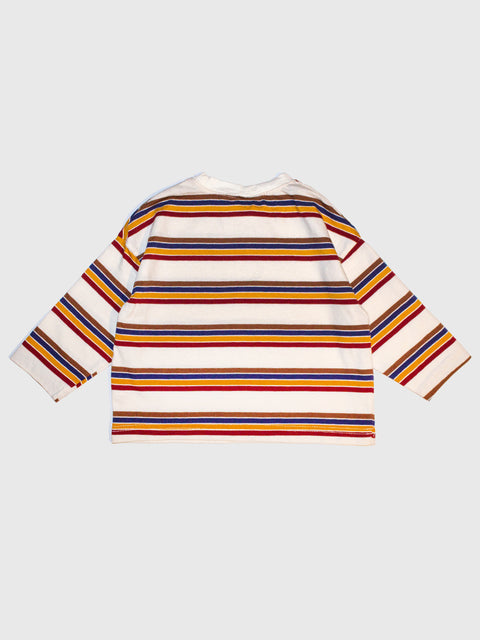 Retro Stripe Long Sleeve Tee in Cream