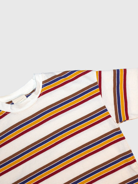 Retro Stripe Long Sleeve Tee in Cream