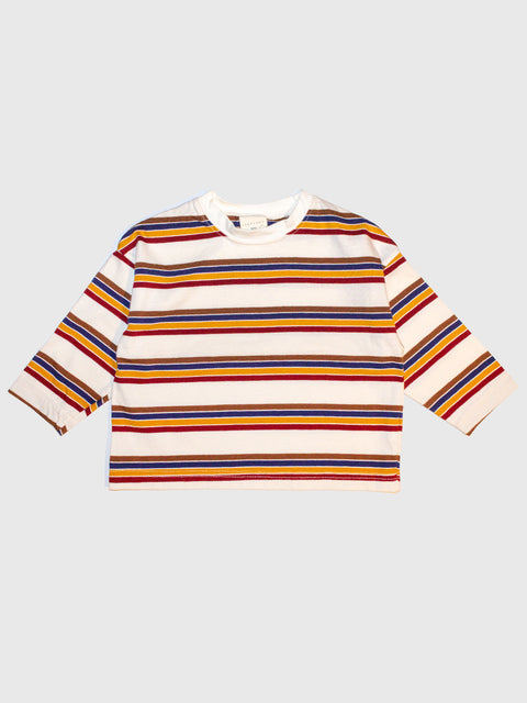 Retro Stripe Long Sleeve Tee in Cream