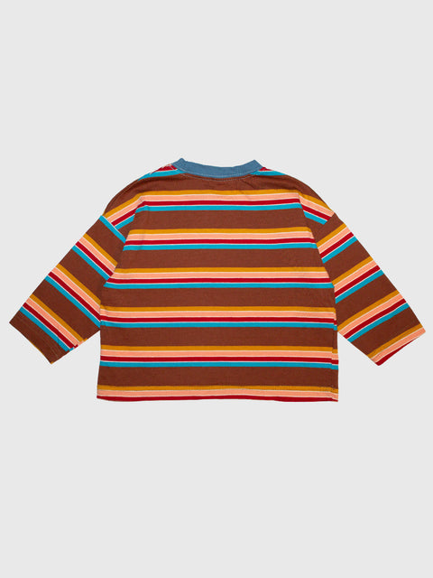Retro Stripe Long Sleeve Tee in Chocolate