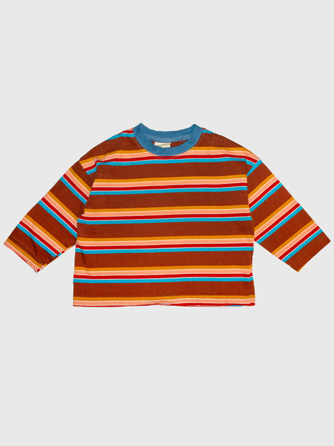 Retro Stripe Long Sleeve Tee in Chocolate