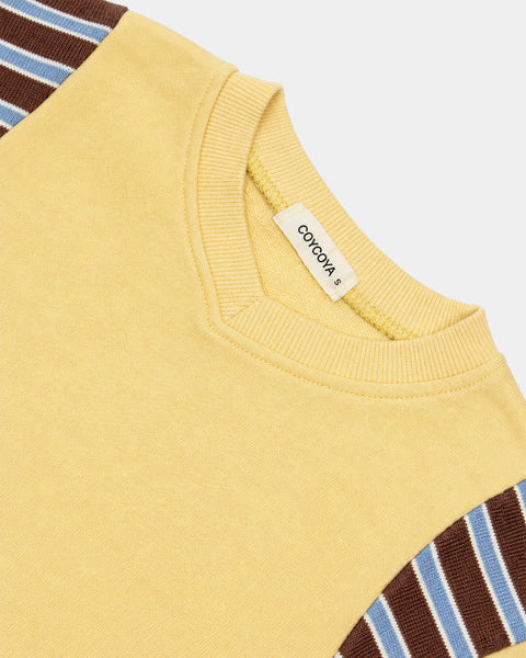 Contrast Stripe V-Neck Sweatshirt in Butter