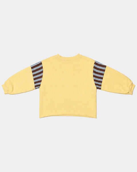 Contrast Stripe V-Neck Sweatshirt in Butter