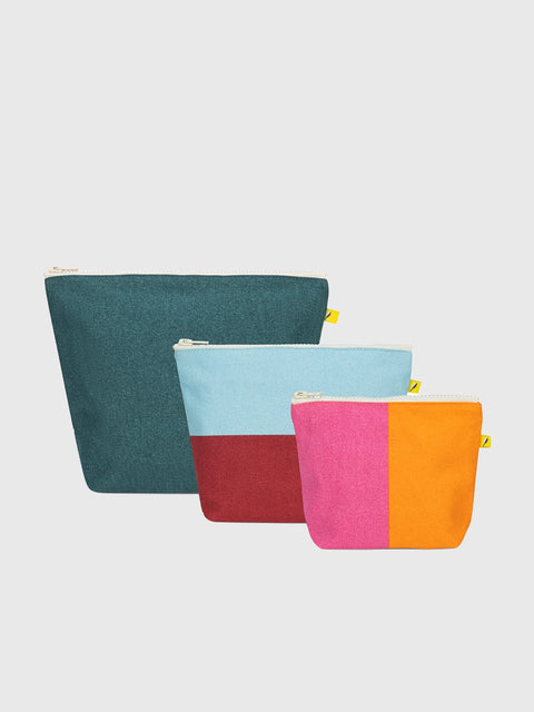 Everyday Zip Pouches Set in Two-Tone