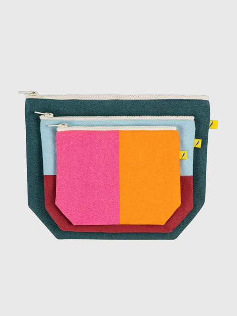 Everyday Zip Pouches Set in Two-Tone