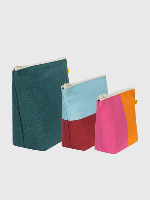 Everyday Zip Pouches Set in Two-Tone
