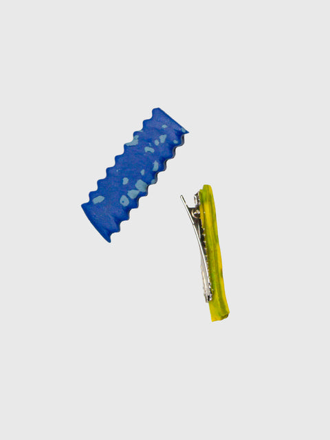 Peppertrain Hair Clips Set in Cobalt/Marigold