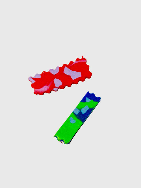Peppertrain Hair Clips Set in Tomato/Lime