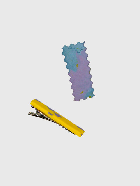 Peppertrain Hair Clips Set in Purple/Marigold