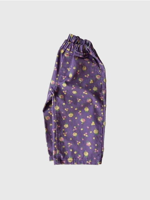 Floral Pull-On Pants in Purple