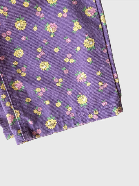 Floral Pull-On Pants in Purple