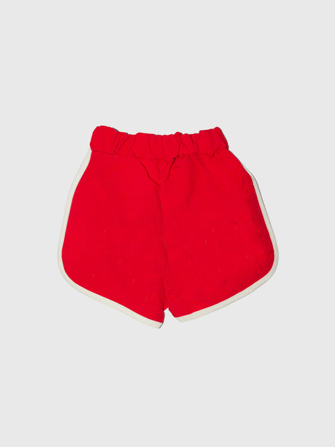 Paneled Track Shorts in Red