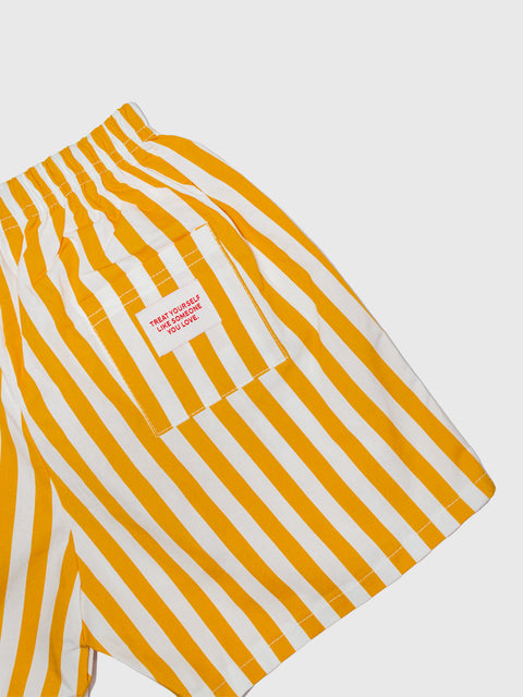Stripe Poplin Shorts in Yellow