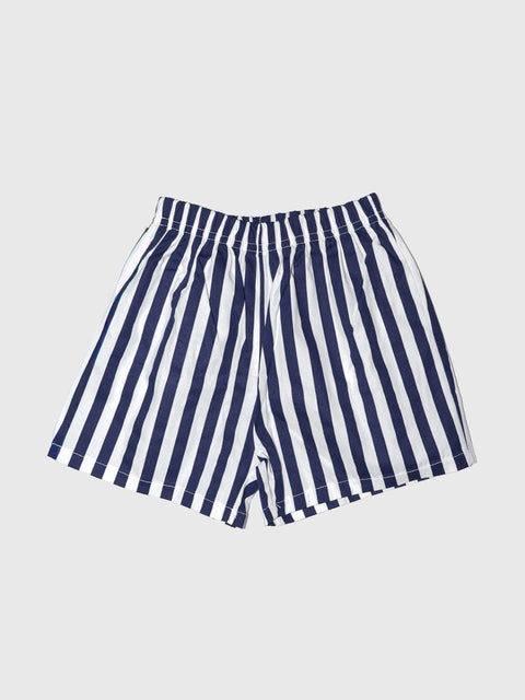 Stripe Poplin Shorts in Navy