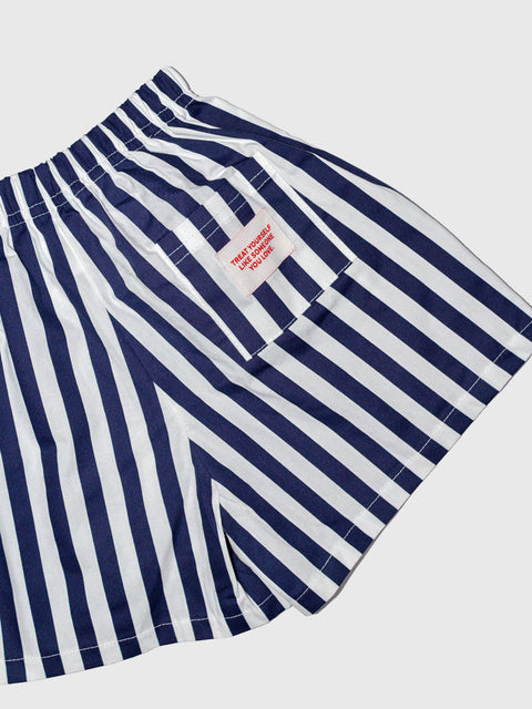 Stripe Poplin Shorts in Navy