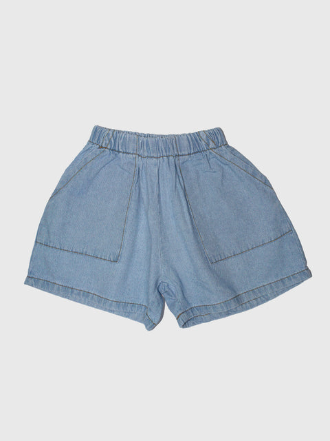 Lightweight Denim Shorts in Light Blue