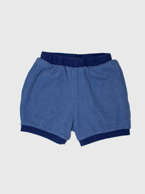 Waffle Knit Bubble Shorts in Navy