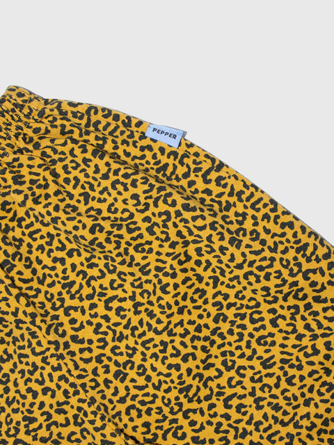 Leopard Print Cropped Pants in Mustard