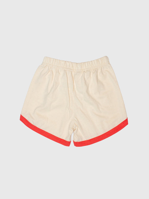 Retro Ringer Shorts in Cream/Red
