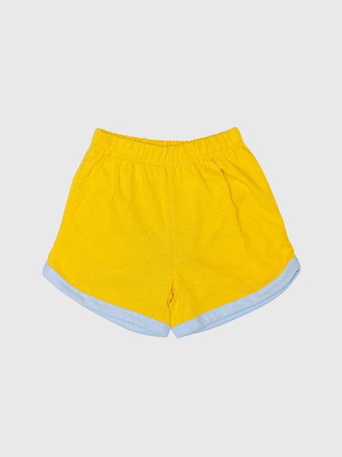 Retro Ringer Shorts in Mustard/Sky Blue