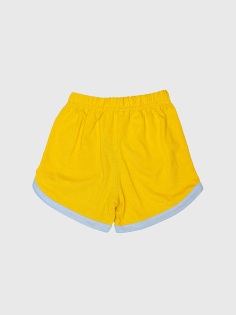 Retro Ringer Shorts in Mustard/Sky Blue