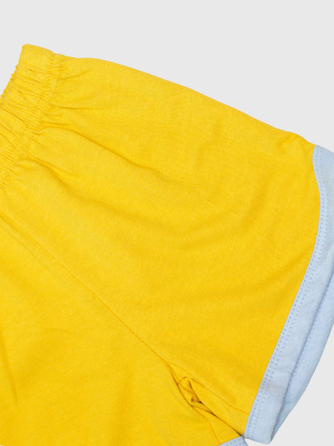 Retro Ringer Shorts in Mustard/Sky Blue