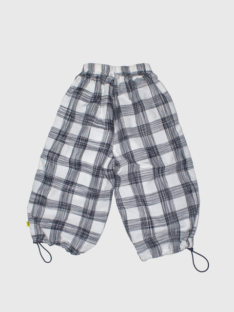 Lightweight Check Parachute Pants in Navy