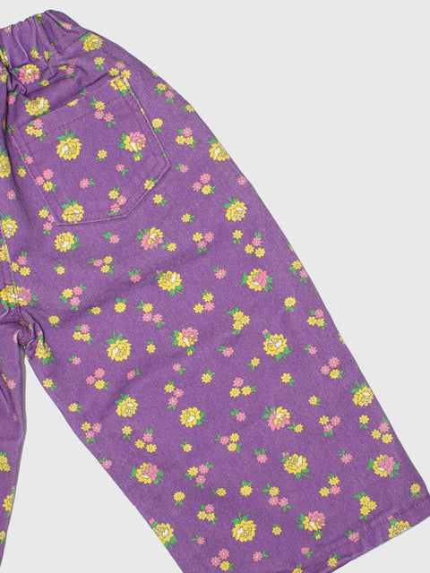 Floral Pull-On Pants in Purple