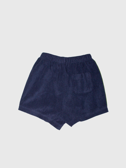 Two Stripe Terry Cloth Shorts in Navy/Green