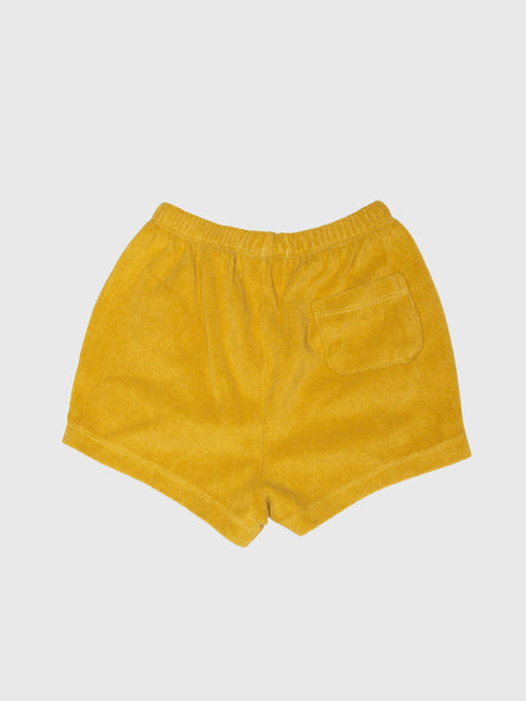Two Stripe Terry Cloth Shorts in Mustard/White