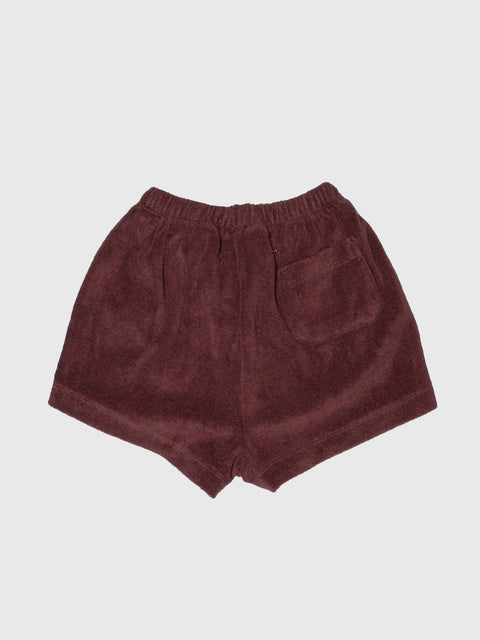 Two Stripe Terry Cloth Shorts in Maroon/Sky Blue