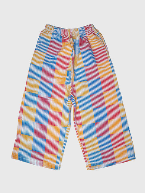 Patch Pants in Red/Blue Multi