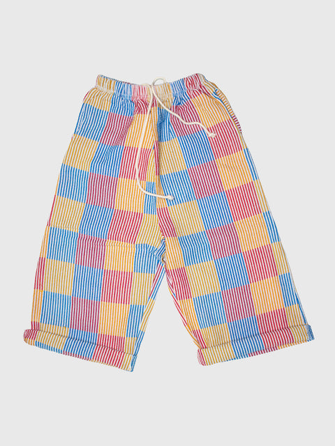 Patch Pants in Red/Blue Multi