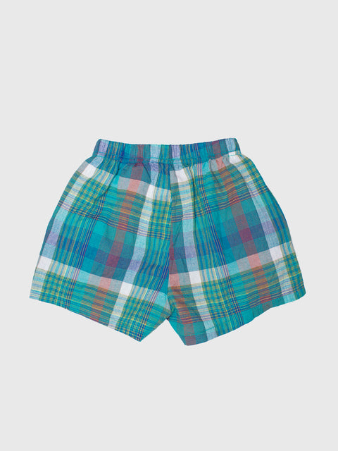 Madras Pull-On Shorts in Teal