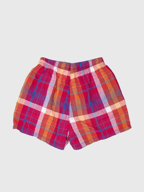 Madras Pull-On Shorts in Red