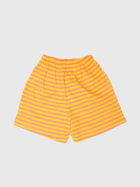 Ribbed Stripe Shorts in Orange