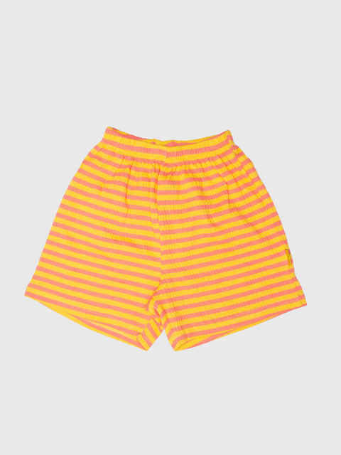 Ribbed Stripe Shorts in Orange