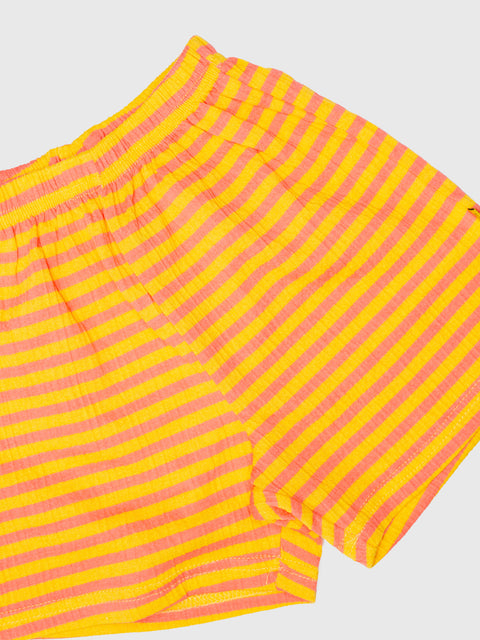 Ribbed Stripe Shorts in Orange