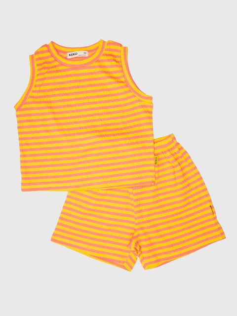 Ribbed Stripe Shorts in Orange