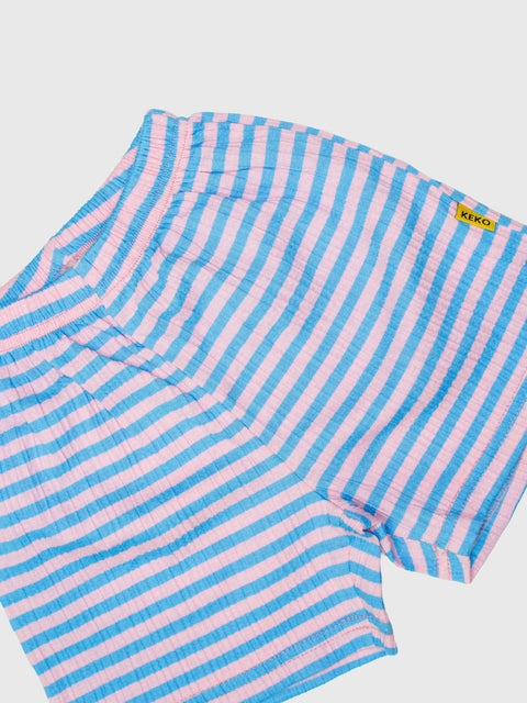 Ribbed Stripe Shorts in Blue