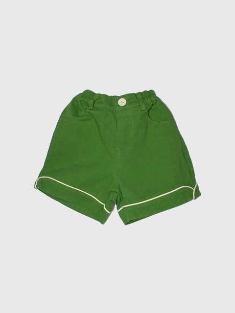 Curved Piped Shorts in Green