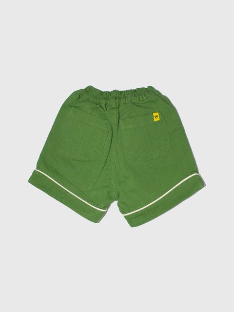 Curved Piped Shorts in Green