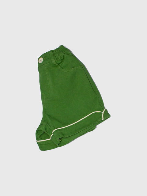Curved Piped Shorts in Green